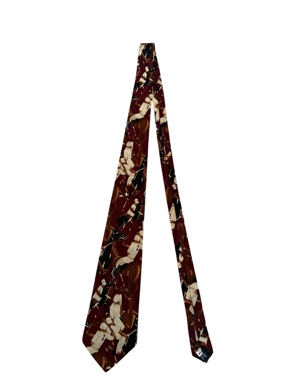 Vintage Polo Ralph Lauren 90s 100% Silk Tie Equestrian Polo Player Print